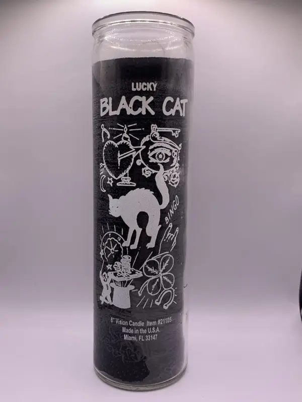 Lucky Black Cat 7 Day Glass Candle